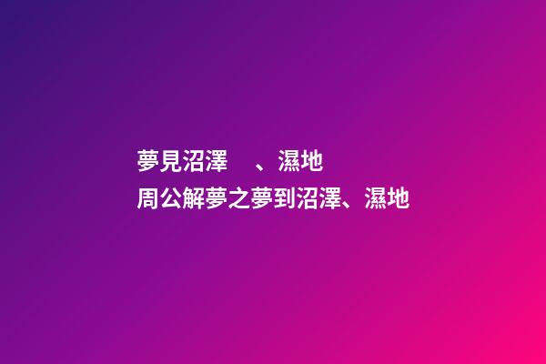 夢見沼澤、濕地　周公解夢之夢到沼澤、濕地
